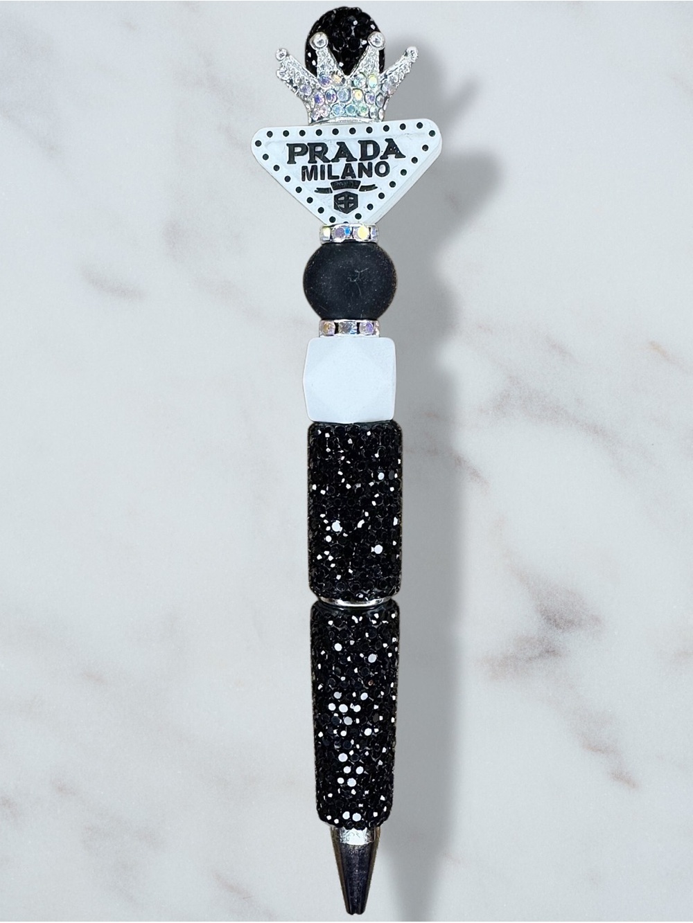 Fashion Prada Black Rhinestone Tiara Twist Pen